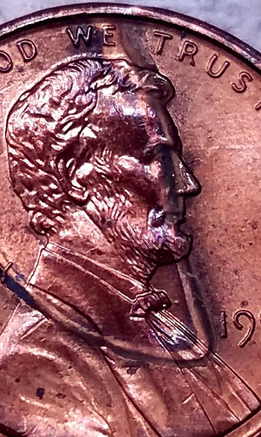 1993-P-Lincoln-Cent-Struck-Through-Metal-Half-Disc-Or-Metal-Clip?